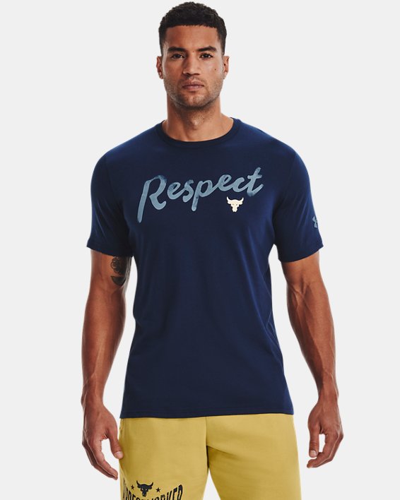 Men's Project Rock Respect Short Sleeve, Blue, pdpMainDesktop image number 2